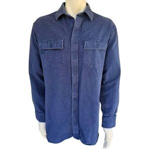 L.L. Bean Men’s L Tall Blue Chamois Cloth Flannel Shirt Heavyweight Cotton